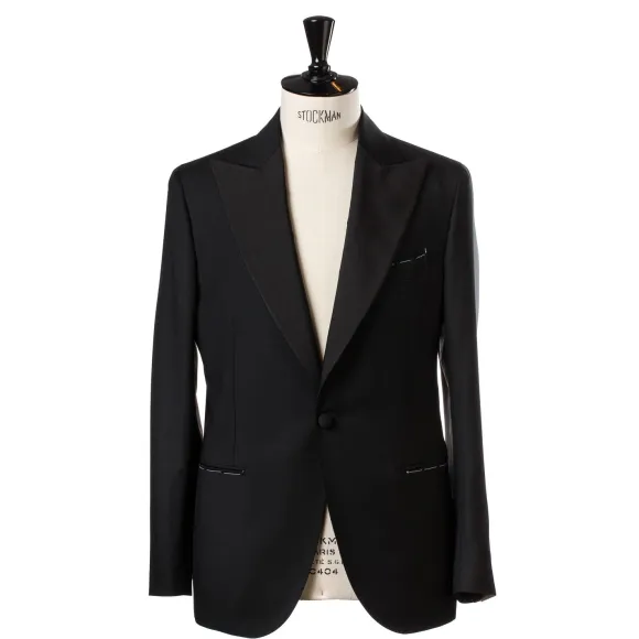 English Wool Blend Tuxedo "Mixed Barathea" - Handmade