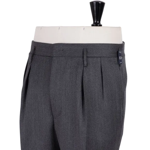 Exclusive For Michael Jondral: Grey Trousers "Hollywood" With Two Plea