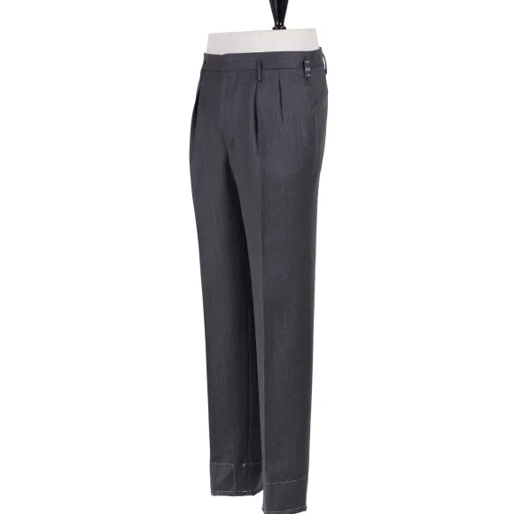 Exclusive For Michael Jondral: Grey Trousers "Hollywood" With Two Plea