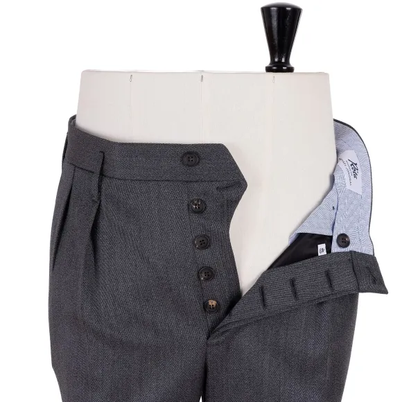 Exclusive For Michael Jondral: Grey Trousers "Hollywood" With Two Plea