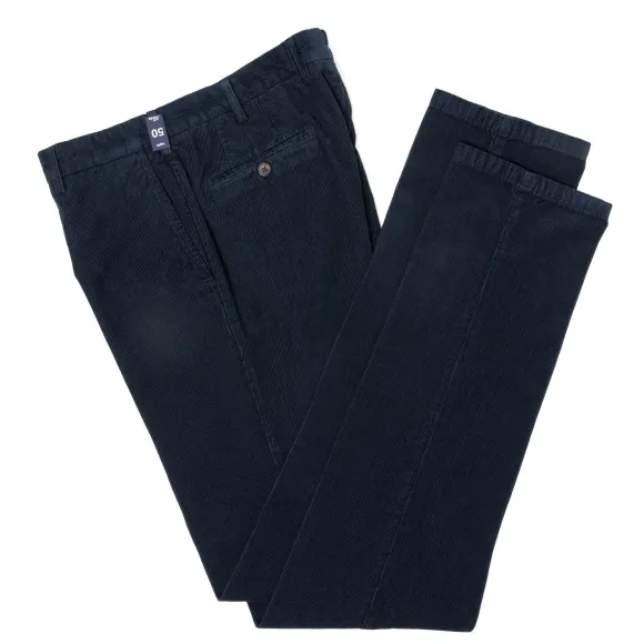 Exclusive For Michael Jondral: Dark Blue Fine Corduroy Pants In "Prewa