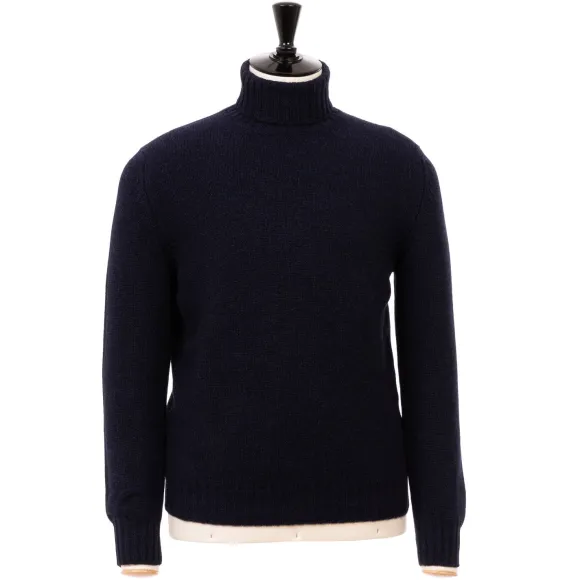 Exclusively For Michael Jondral: Dark Blue Turtleneck Sweater Made Of