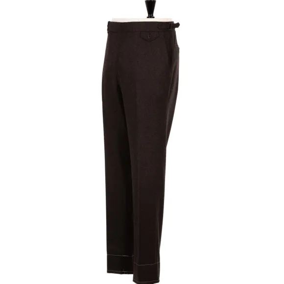Exclusively For Michael Jondral: Brown Flannel Pants Made Of Pure Wool