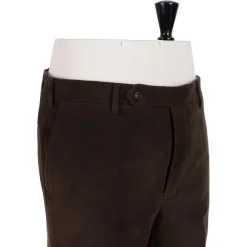 Exclusive To Michael Jondral: Dark Brown Trousers In English Cotton Mo