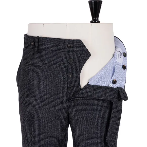 Exclusive To Michael Jondral: Grey Plaid Flannel Pants "Galles" In Pur