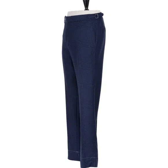 Exclusive To Michael Jondral: Blue Checked Flannel Pants "Galles" In P