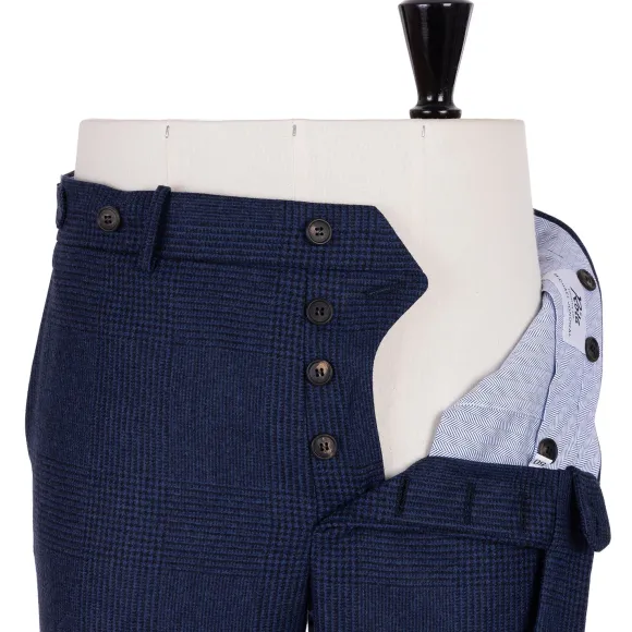 Exclusive To Michael Jondral: Blue Checked Flannel Pants "Galles" In P