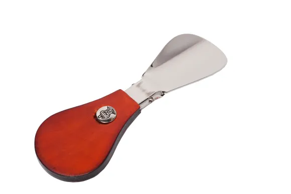 Folding Silver Shoehorn With Red Handle
