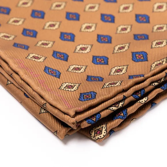 Foulard Neckerchief "Cornici Barocche" In Pure English Silk