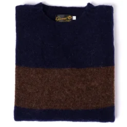 Glenugie Exclusive X Mj: Pure Wool Sweater "College Stripe Jumper" - C