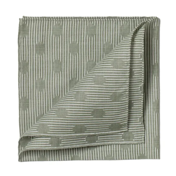 Green Patterned Cotton Pocket Square