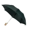 Green Telescopic Umbrella With Wooden Handle