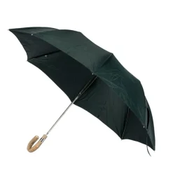 Green Telescopic Umbrella With Wooden Handle