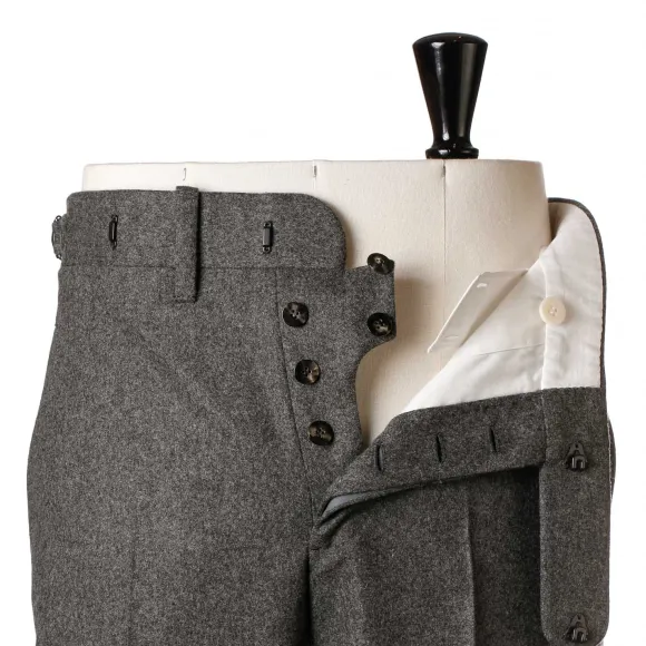 Grey Suit "Flanella Pipi" Made Of English Wool By Fox Brother'S - Pure
