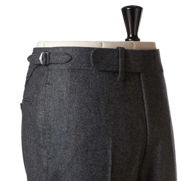 Grey Trousers "Fox Flannel" Made Of English Wool - Purely Handcraft