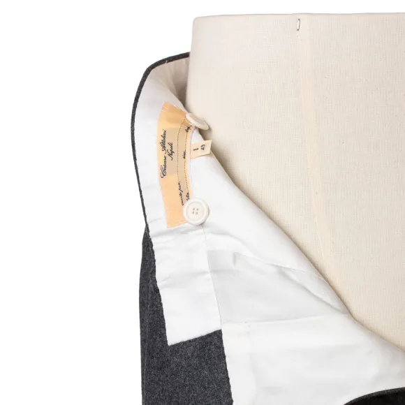 Grey Trousers "Fox Flannel" Made Of English Wool - Purely Handcraft