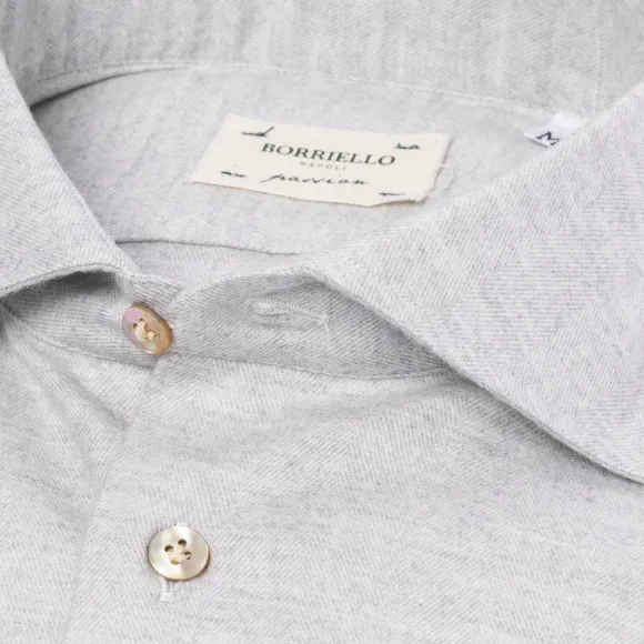 Hellgraues Sporthemd "Cash-Bone" Aus Feinem Luxury-Flanell - Linea Pas