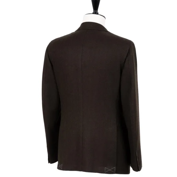 Jacket "Green Herringbone Gent" Made Of Pure Merino Wool By Fox Brothe