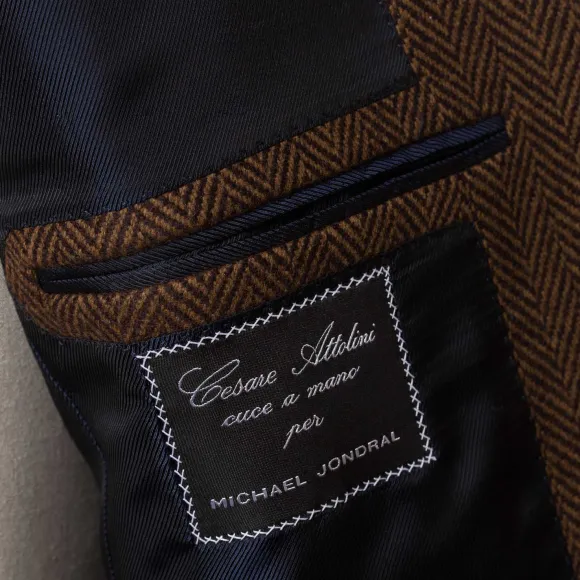 Jacket "Herringbone" Made Of Pure Merino Wool From Fox Brother'S - Pur
