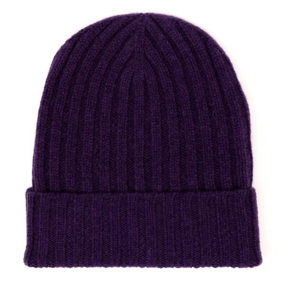 Knitted Hat "Ribbed Hat" Made Of Pure Lambswool - 4 Ply