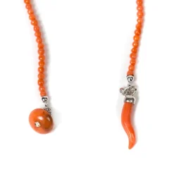 Knopflochkette "Coral Button Diamond"" Aus Koralle - Handarbeit