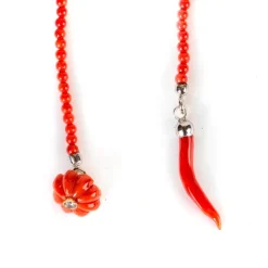 Lapel Chain "Coral Flower Diamond" Made Of Sterling Silver - Purely Ha