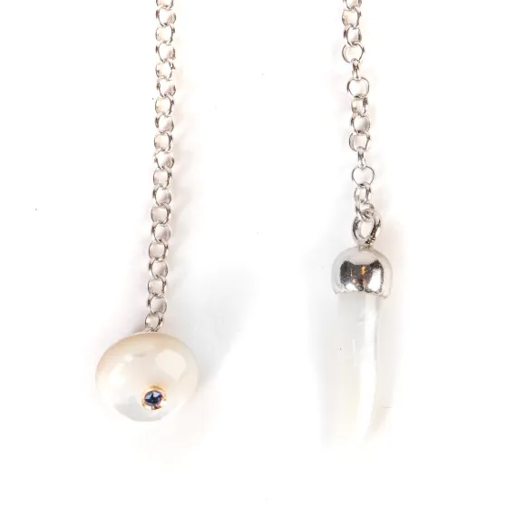 Lapel Chain "Mother Of Pearl" Made Of Sterling Silver - Purely Handcra