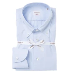Light Blue Shirt "Royal Oxford" With Button-Down Collar And Barrel Cuf