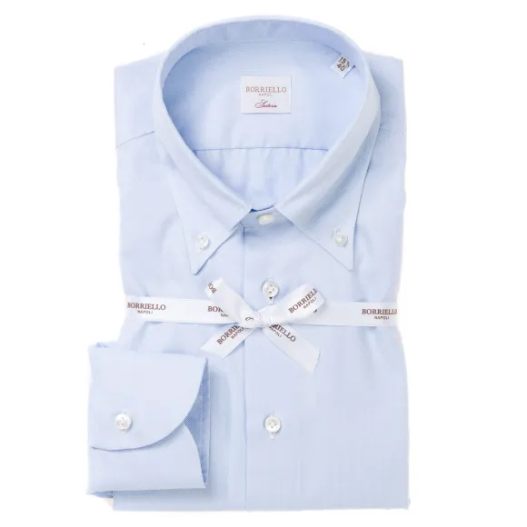 Light Blue Shirt "Royal Oxford" With Button-Down Collar And Barrel Cuf