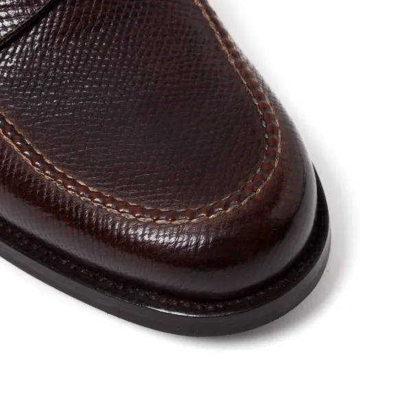 Loafer "American Casual Penny" Made Of Dark Brown Grained Calfskin - P