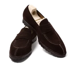 Loafer "Norvegian Split Toe" Made Of Dark Brown Suede Leathe