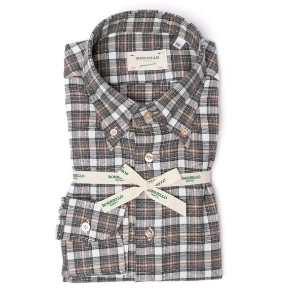 Madras Check Brushed Vintage Cotton Flannel Sport Shirt - Linea Passio