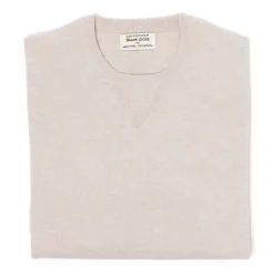 Mj Exclusive: Vintage Crew Inset Sweater In Pure Super Geelong Lambswo