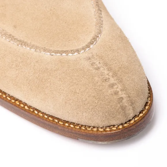 Monk "Split Toe Apron" In Sand Colored Suede Leather - Pure Handwork