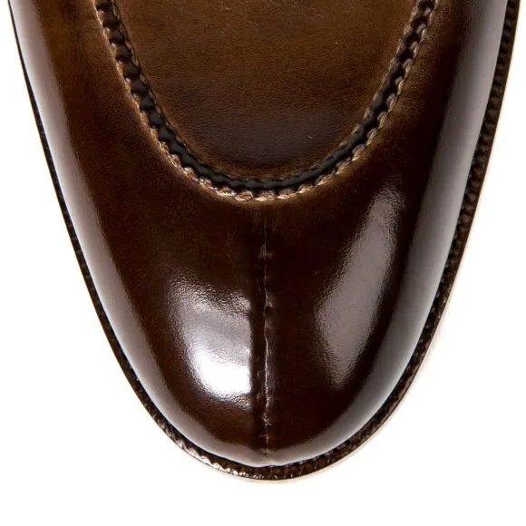 Monk "Split Toe Apron" Made Of Brown Calfskin - Hand-Colored