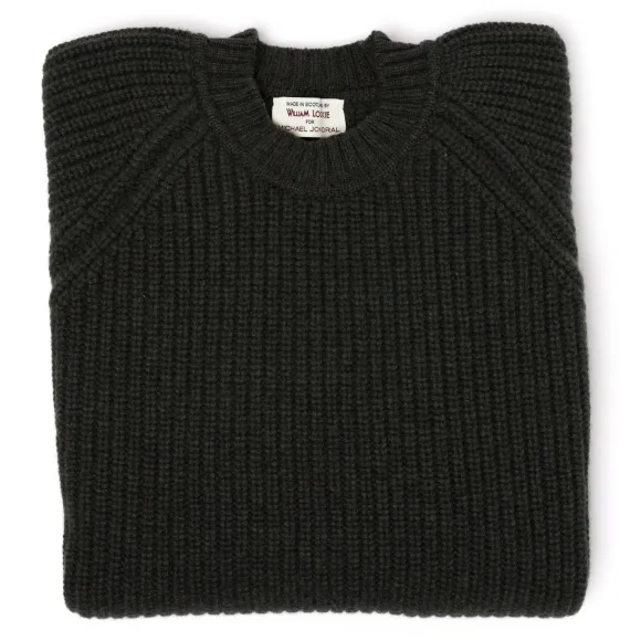 Moss Green Pure Lambswool Sweater "Joss Earl" - 8 Ply