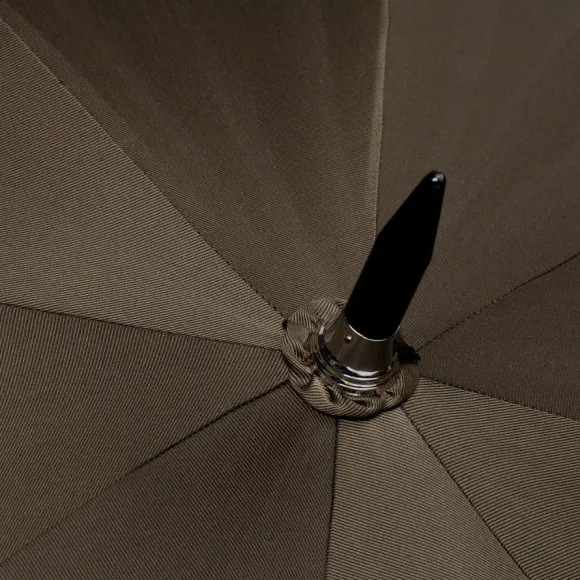 Olive-Colored Sporty Umbrella With Hand-Sewn Leather Handle