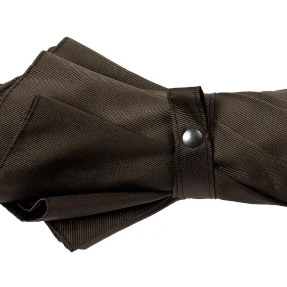 Olive-Colored Sporty Umbrella With Hand-Sewn Leather Handle