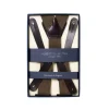 Olive-Colored Suspenders "Gangs Of New York" With Herringbone Pattern To Button