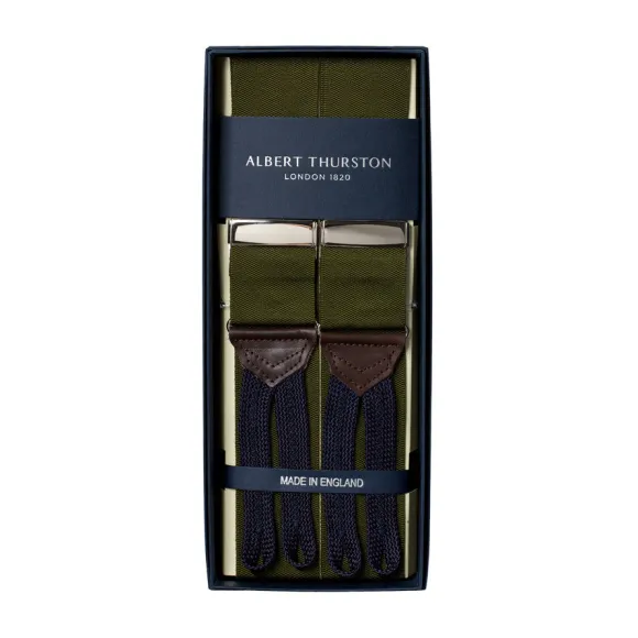 Olive-Colored Suspenders "Rigid Plain" To Button