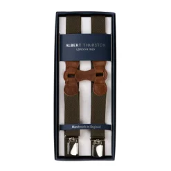 Olive Green Elastic Suspenders "Infinity" With Clips