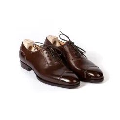 Oxford "Handsewn Cap" Made Of Brown Calfskin - Hand-Colored