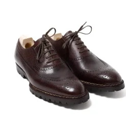 Oxford "Longwing Sport Brogue" Made Of Dark Brown Grained Ca