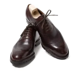 Oxford "Longwing Sport Brogue" Made Of Dark Brown Grained Ca
