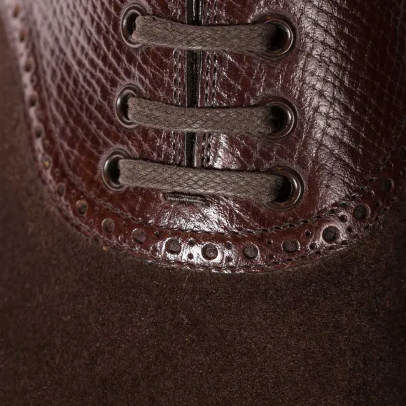 Oxford "Saddle" Made Of Dark Brown Full-Grained Leather With Brown Sad