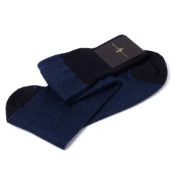 Patterned Knee Sock "Herringbone Pattern" From Merino Wool