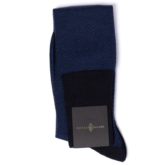 Patterned Knee Sock "Herringbone Pattern" From Merino Wool
