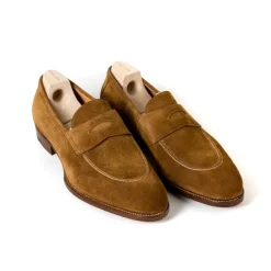 Pennyloafer "Dress" Made Of Light Brown Suede Leather