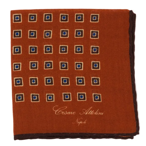 Pure Wool Pocket Square "Medaglioni Incornicato