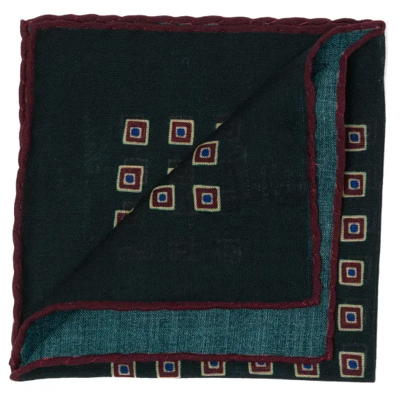 Pure Wool Pocket Square "Medaglioni Incornicato